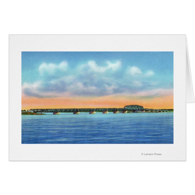 Vy över Sjö i New Bridge Hälsningskort (Framsidan Horizontal)