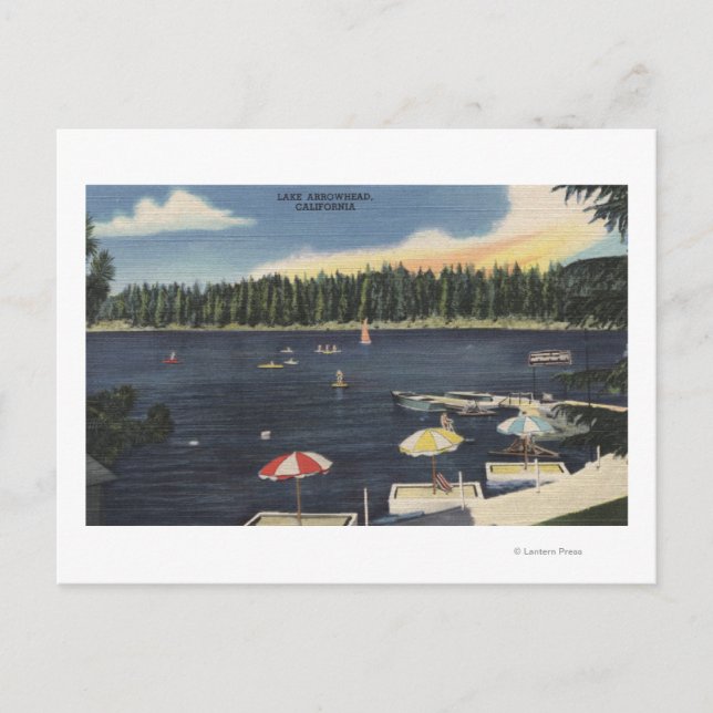 Vy över Sjö, Träd-Led Shore Vykort (Framsida)