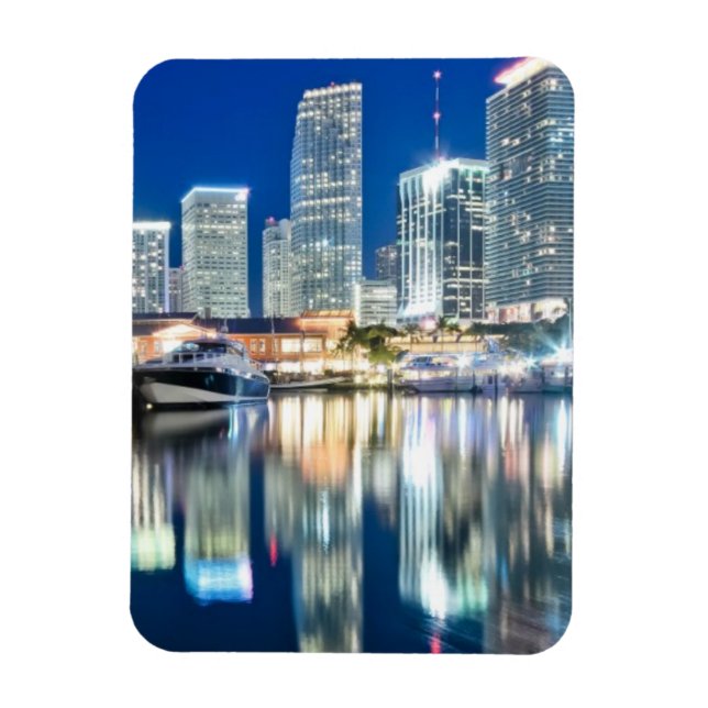 Vy över skylten med reflektion i vatten, Miami Magnet (Vertikal)