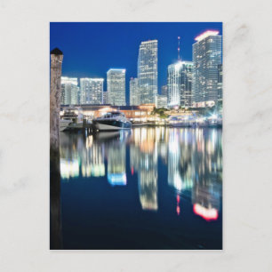 Vy över skylten med reflektion i vatten, Miami Vykort