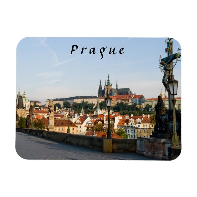 Vy över slottet från Karlsbron i Prag Magnet (Horisontell)