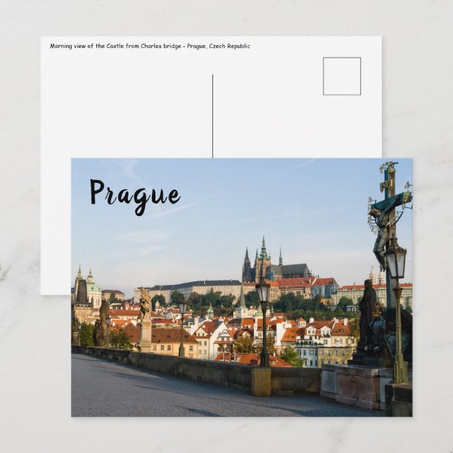 Vy över slottet från Karlsbron i Prag Vykort (Fram/baksida)