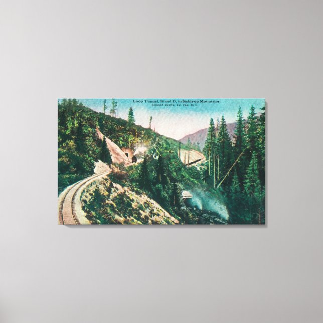 Vy över södra Stillahavsjärnvägslussen Tunne Canvastryck (Framsida)