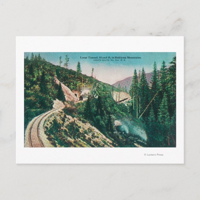 Vy över södra Stillahavsjärnvägslussen Tunne Vykort (Framsida)