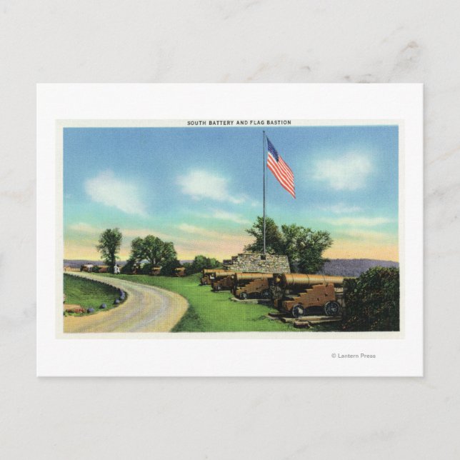 Vy över South Battery och Flagga bastion Vykort (Framsida)