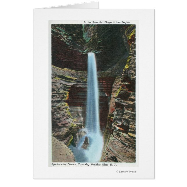 Vy över spektakulärt Cavern-kaskad Hälsningskort (Framsidan)