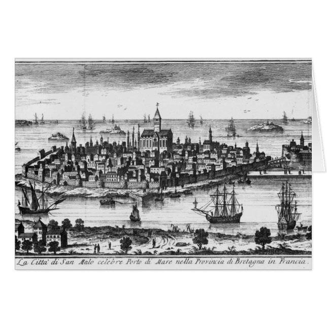 Vy över St. Malo Hälsningskort (Framsidan Horizontal)