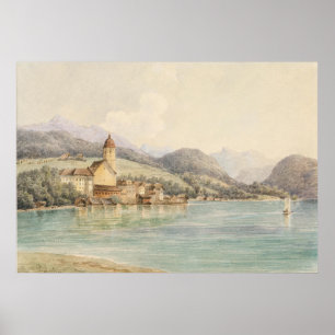 Vy över St. Wolfgang på Sjö Wolfgang Carl Lafite Poster
