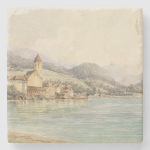 Vy över St. Wolfgang på Sjö Wolfgang Carl Lafite Stenunderlägg