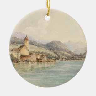 Vy över St. Wolfgang på Wolfgangsee Carl Lafite Julgransprydnad Keramik