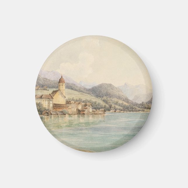 Vy över St. Wolfgang på Wolfgangsee Carl Lafite Magnet (Framsidan)