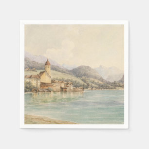 Vy över St. Wolfgang på Wolfgangsee Carl Lafite Pappersservett