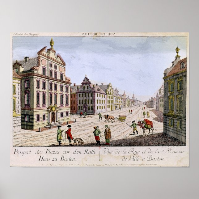 Vy över staden Hall, Boston Poster (Framsidan)