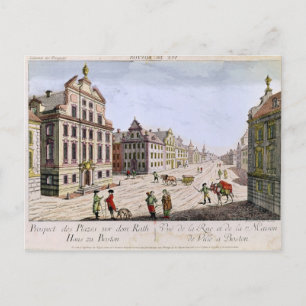 Vy över staden Hall, Boston Vykort