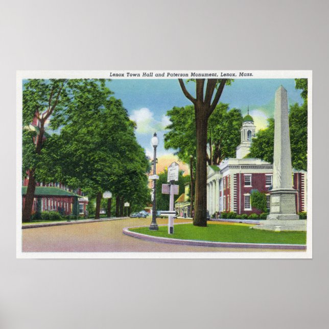 Vy över staden Hall och Paterson Monument Poster (Framsidan)