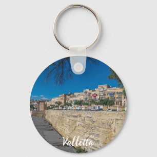 Vy över stadsmur och hamn i Valletta Nyckelring