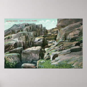 Vy över stigande steg av Giant Sten i Rockface Poster