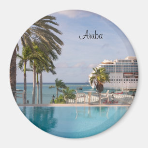 Vy över stranden på Aruba Magnet