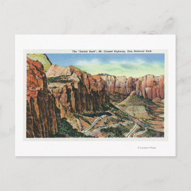 Vy över Switch Back, Mt. Carmel Highway Vykort (Framsida)