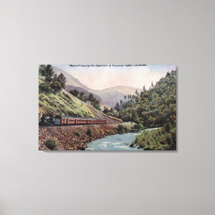 Vy över Tåg som går in i Yosemite Valley Canvastryck