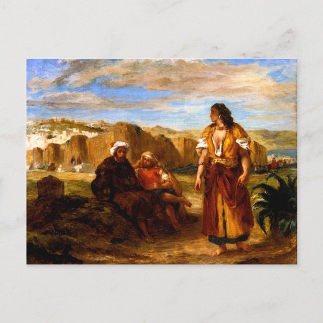 Vy över Tangier med två sittande araber Vykort (Framsida)