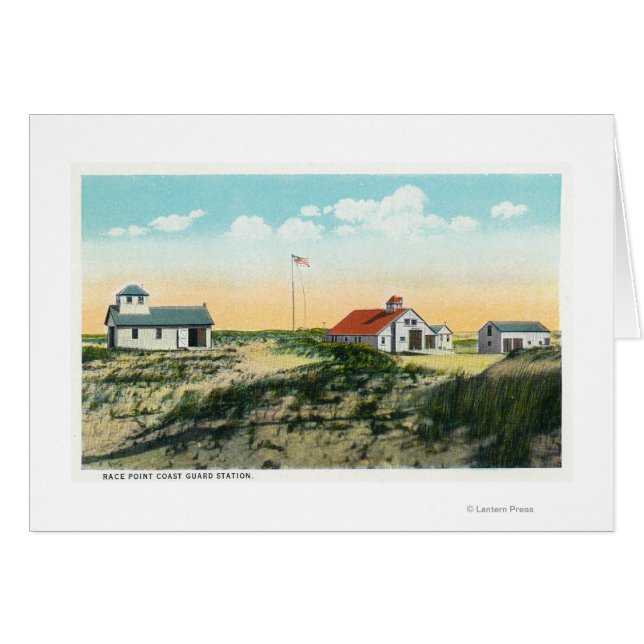 Vy över Tävling Point Kusten Guard Station Hälsningskort (Framsidan Horizontal)