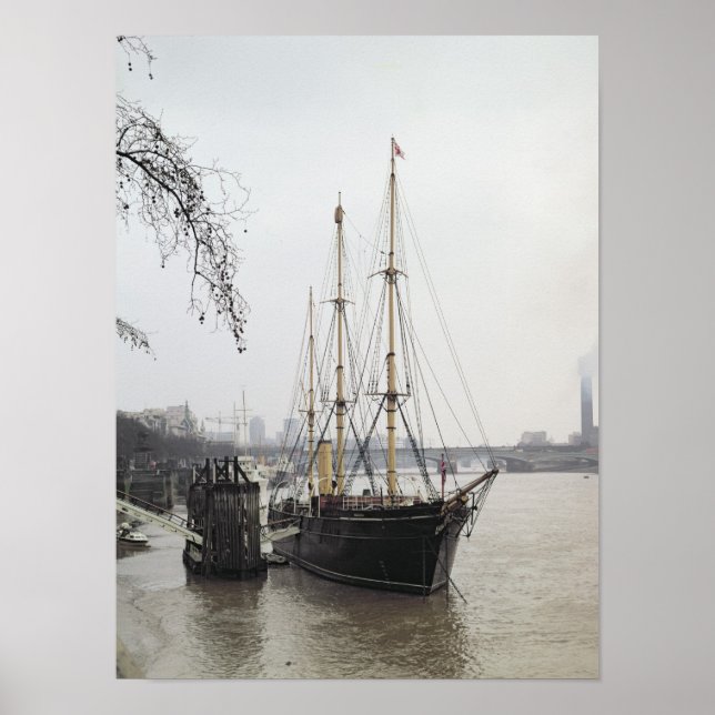 Vy över Thames-floden med RRS-identifiering Poster (Framsidan)