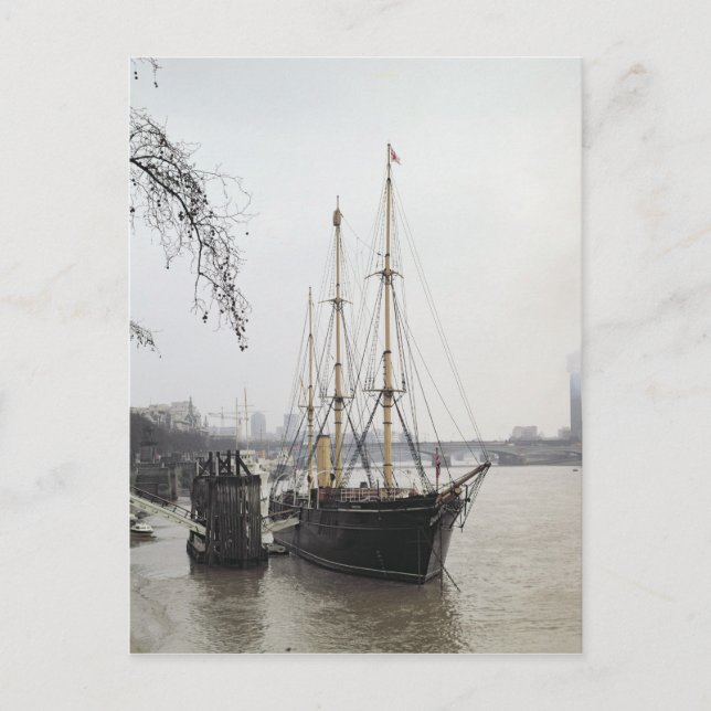 Vy över Thames-floden med RRS-identifiering Vykort (Framsida)
