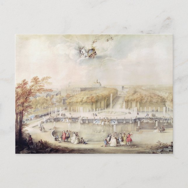 Vy över trädgårdarna och Versailles kateau Vykort (Framsida)