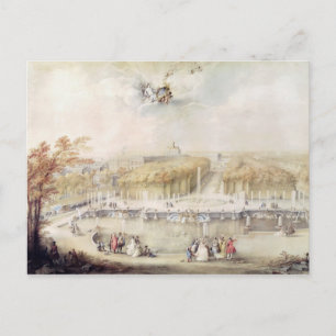 Vy över trädgårdarna och Versailles kateau Vykort