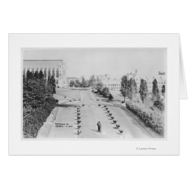 Vy över Universiteten i WA Campus Entrance Hälsningskort (Framsidan Horizontal)