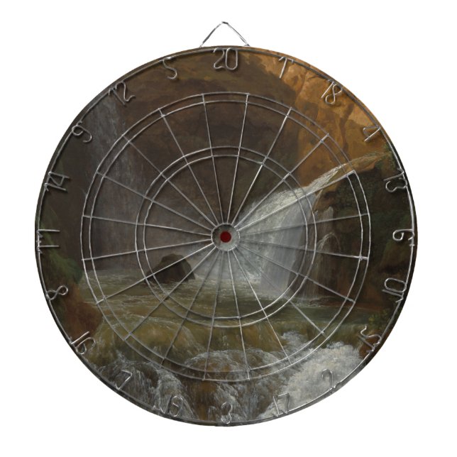 Vy över vattenfallen i Tivoli (av Bidauld) Darttavla (Framsidan)