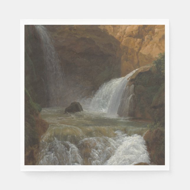 Vy över vattenfallen i Tivoli (av Bidauld) Pappersservett (Framsidan)