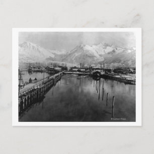 Vy över vattenfront i Valdez, Alaska-foto Vykort