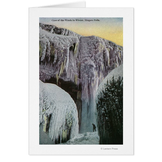 Vy över Vindens grotta på vinter Hälsningskort (Framsidan)