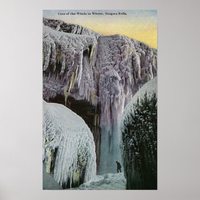 Vy över Vindens grotta på vinter Poster (Framsidan)