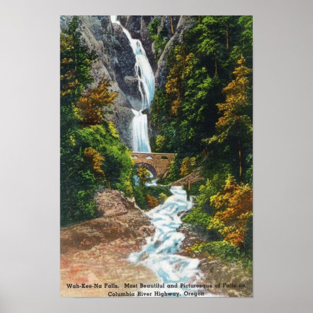 Vy över Wah-Kee-Na Falls Poster (Framsidan)