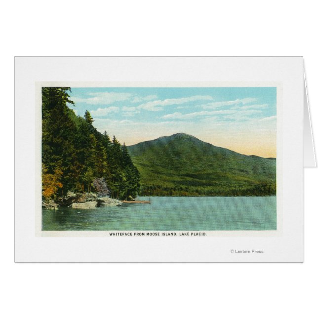 Vy över Whiteface Mountain från Moose Island Hälsningskort (Framsidan Horizontal)