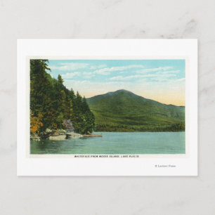 Vy över Whiteface Mountain från Moose Island Vykort
