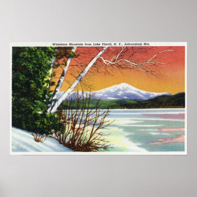 Vy över Whiteface Mountain från Sjö i Poster (Framsidan)