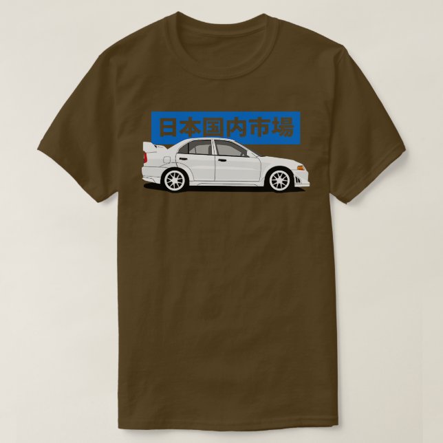 Vy vid sidan av Lancer Evo6 T Shirt (Design framsida)