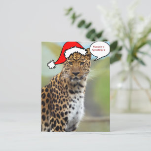Vykort 2 för julSanta leopard