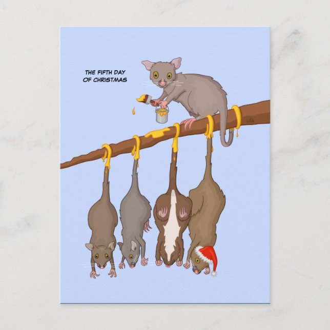 Vykort 5:e juldagen (5 Golden Ringar) (Framsida)