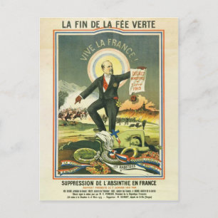 Vykort Absinthe Ban Frankrike