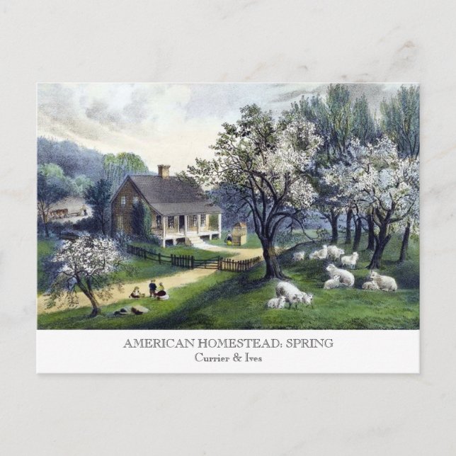 vykort - AMERICAN HOMESTEAD: Vår (Framsida)