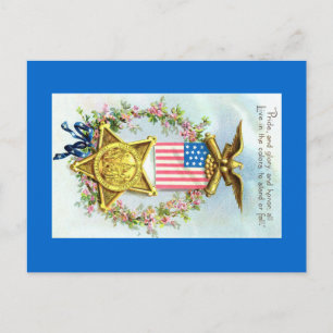 Vykort - amerikansk Flagga Star Eagle