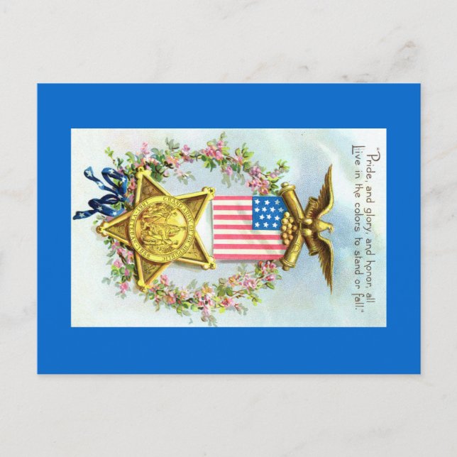 Vykort - amerikansk Flagga Star Eagle (Framsida)