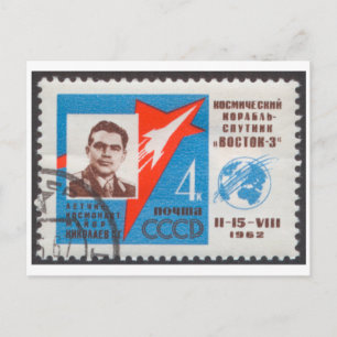 vykort Andrian Nikolayev Vostok 3 Sovjetunionen Fr