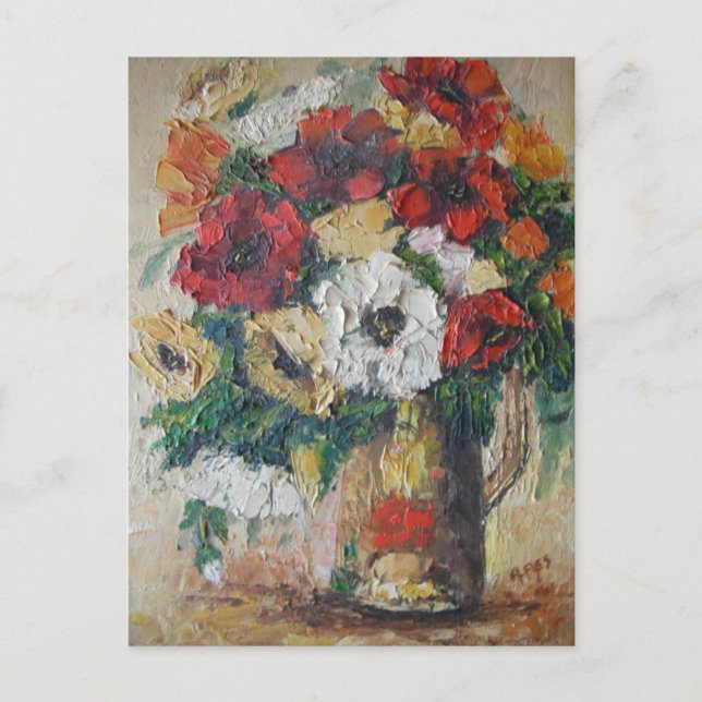 Vykort Ann Hayes målning Flower MIx Delight (Framsida)