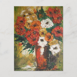 Vykort Ann Hayes Painting Red Flowers Mixed